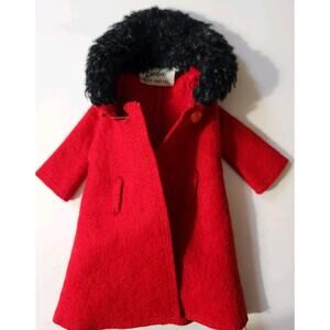 Vintage Barbie "It's Cold Outside" Red Coat W/Fur Collar #0819 (1964-1966)